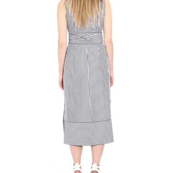 Michael Kors Cotton Striped Faux-Wrap Dress 16319 - Picture 2 of 14